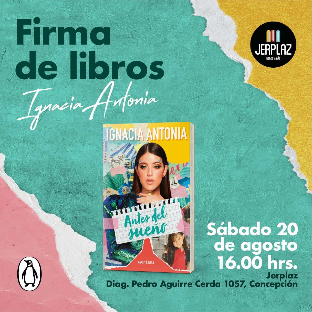 Poster promocional para firma de libros